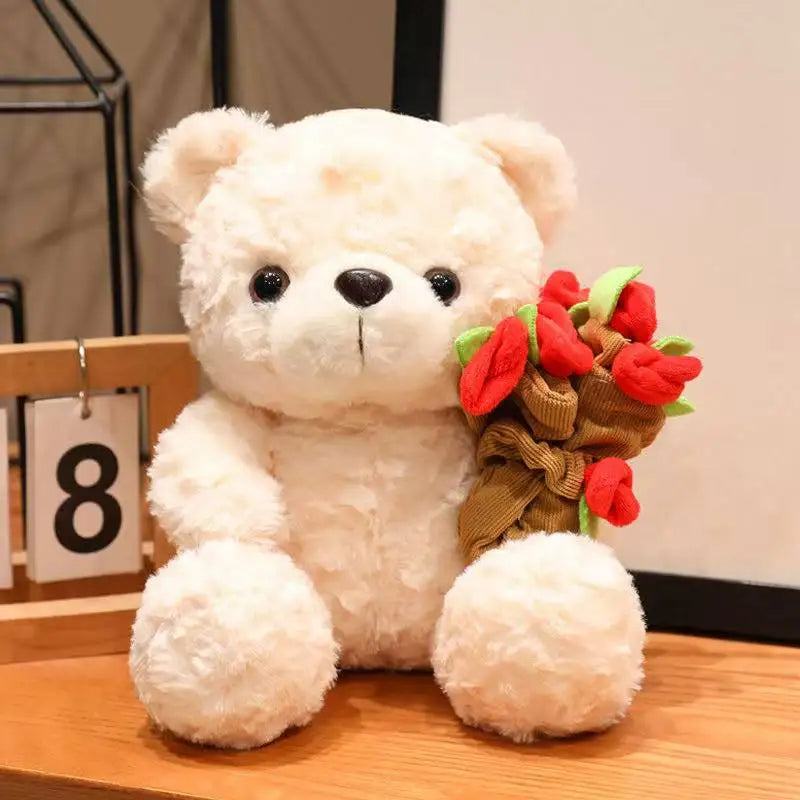 Flower Hug Teddy Bear – Cute Plush Gift