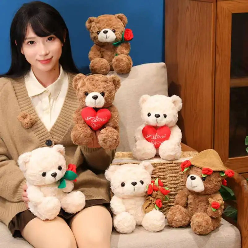 Flower Hug Teddy Bear – Cute Plush Gift