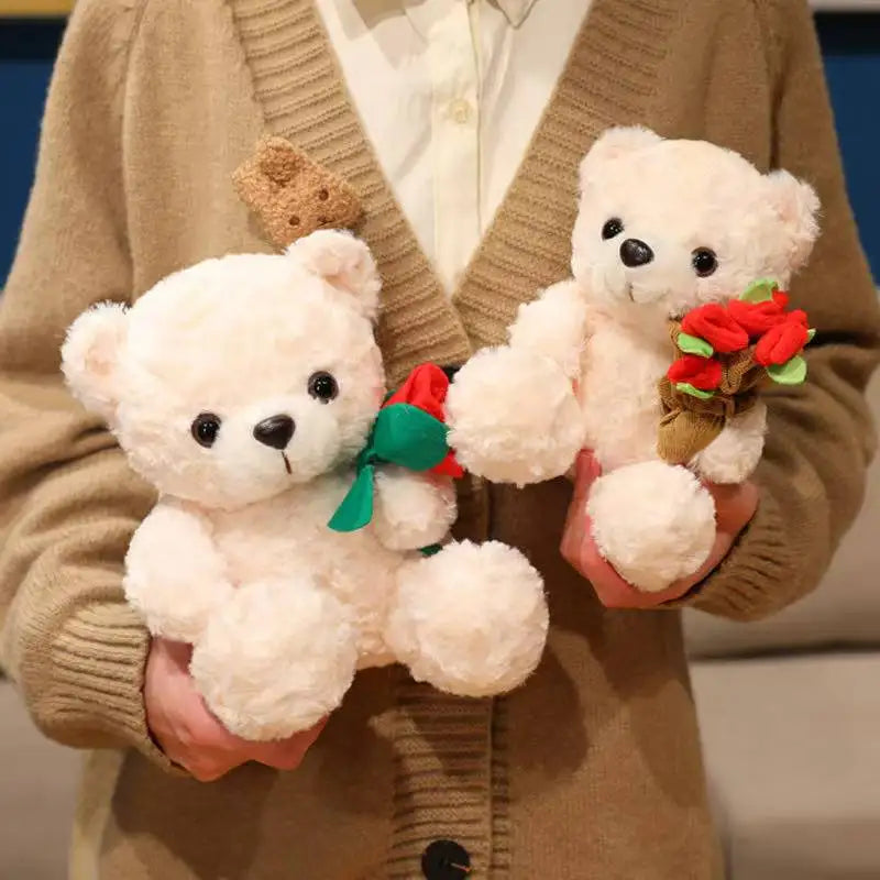Flower Hug Teddy Bear – Cute Plush Gift
