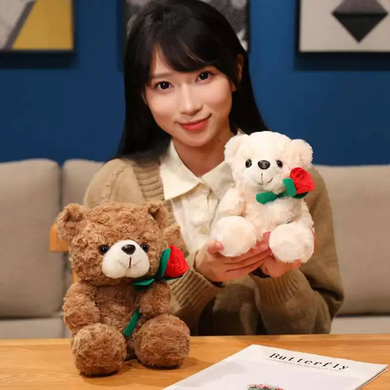 Flower Hug Teddy Bear – Cute Plush Gift