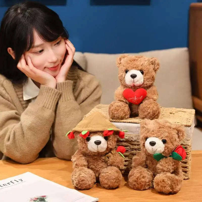 Flower Hug Teddy Bear – Cute Plush Gift