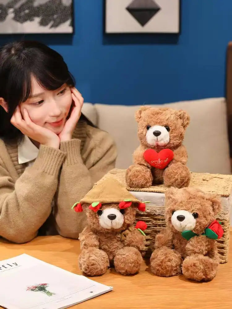 Flower Hug Teddy Bear – Cute Plush Gift