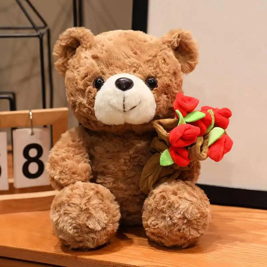 Flower Hug Teddy Bear – Cute Plush Gift