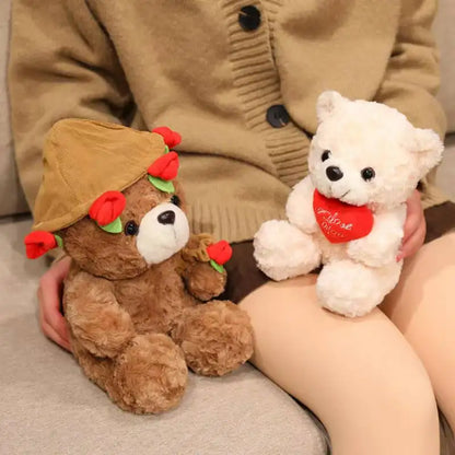 Flower Hug Teddy Bear – Cute Plush Gift
