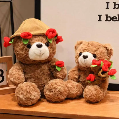 Flower Hug Teddy Bear – Cute Plush Gift