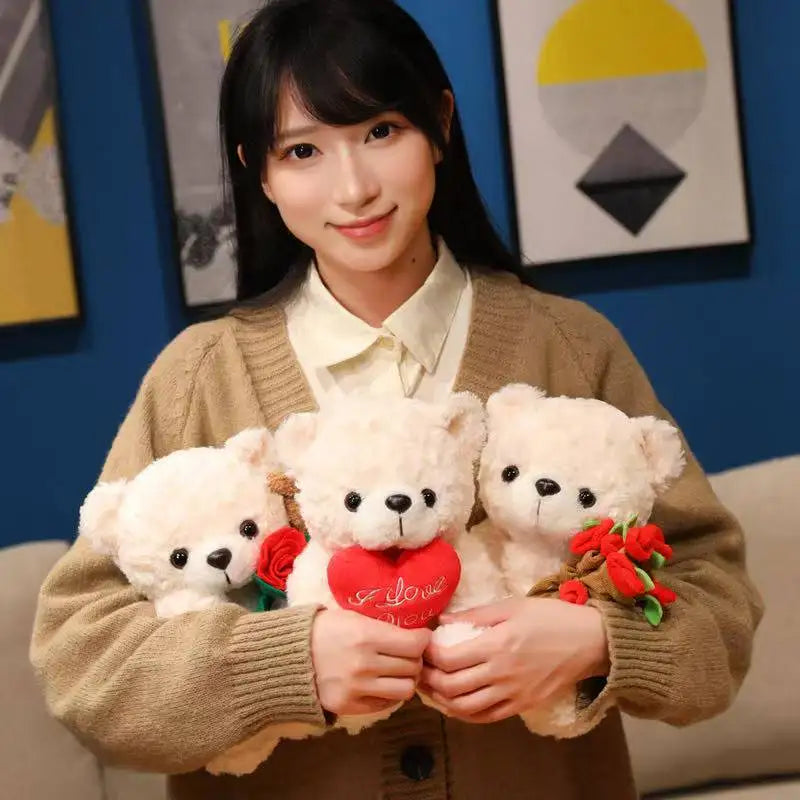 Flower Hug Teddy Bear – Cute Plush Gift